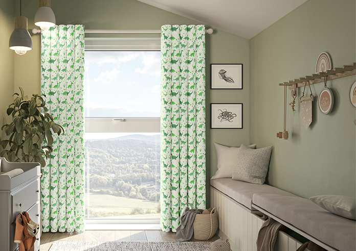 Dino Land, Lush Green - Made to Measure Curtains - Image 3